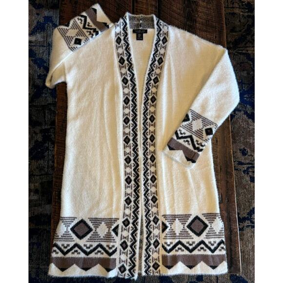 Rachael Zoe medium Cream Open Front Aztec Southwestern Style Cardigan/Sweater - Picture 6 of 11